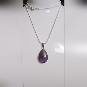 Natural Amethyst Purple Teardrop Pendant Necklace Item 05